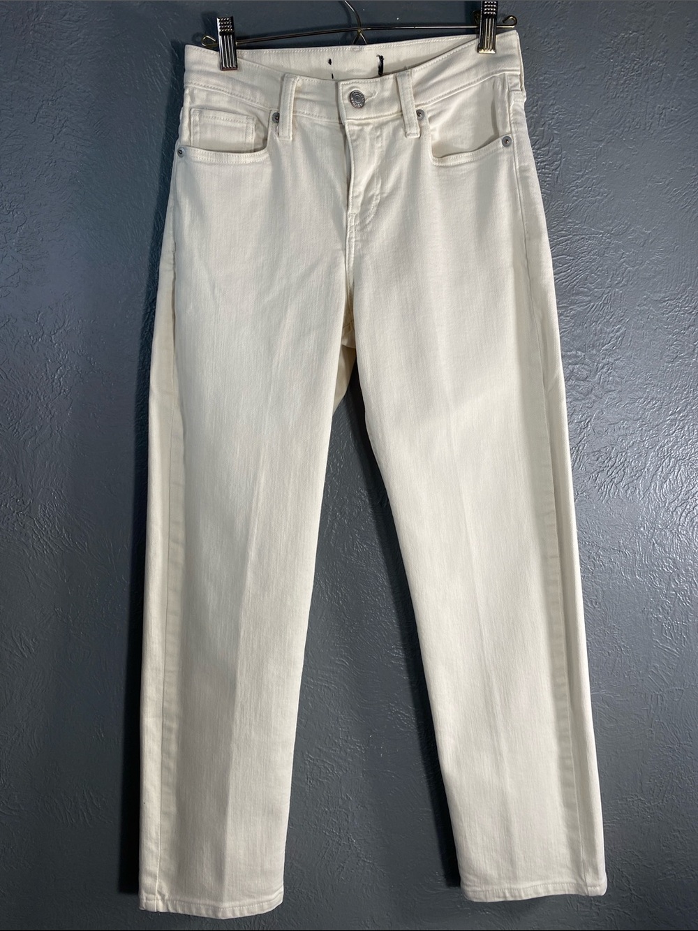 Banana Republic Cigarette Jeans Womens 26/2 Ivory Mid Rise Slim Straight Stretch